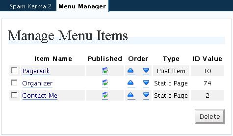 Menu manger for wordpress backend screenshot